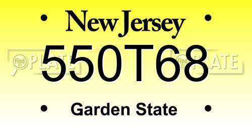 550T68 New Jersey License Plate