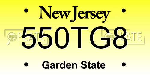 550TG8 New Jersey License Plate