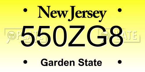 550ZG8 New Jersey License Plate