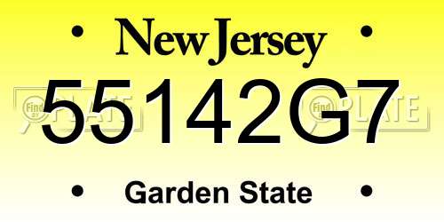 55142G7 New Jersey License Plate