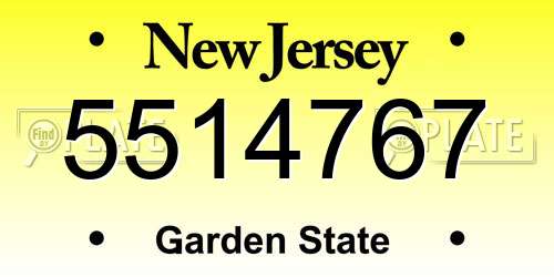 5514767 New Jersey License Plate