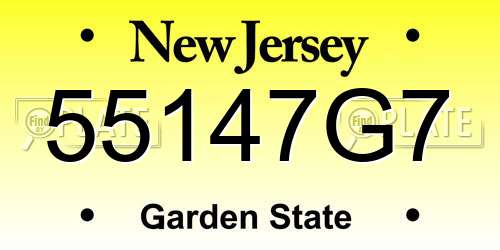 55147G7 New Jersey License Plate