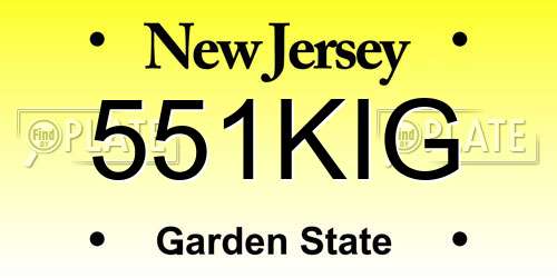 551KIG New Jersey License Plate