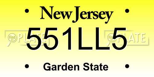 551LL5 New Jersey License Plate