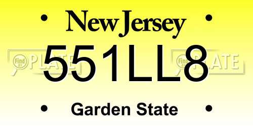 551LL8 New Jersey License Plate