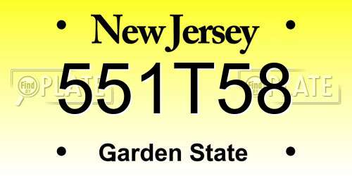 551T58 New Jersey License Plate