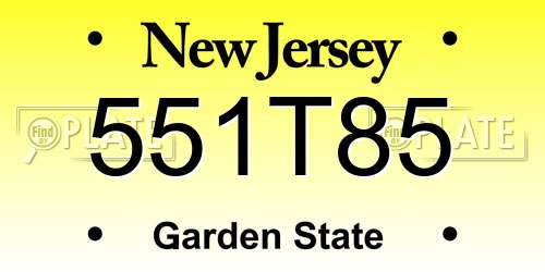 551T85 New Jersey License Plate