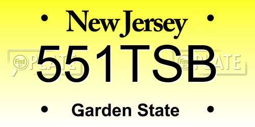 551TSB New Jersey License Plate