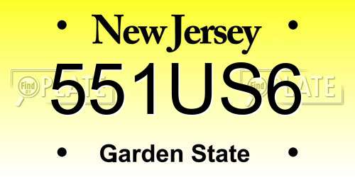 551US6 New Jersey License Plate