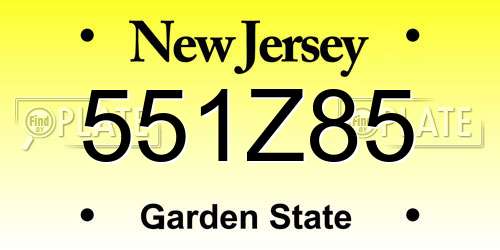 551Z85 New Jersey License Plate