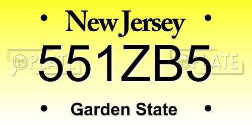 551ZB5 New Jersey License Plate