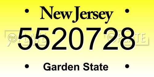 5520728 New Jersey License Plate
