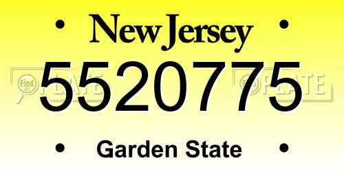 5520775 New Jersey License Plate