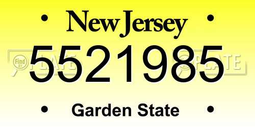 5521985 New Jersey License Plate