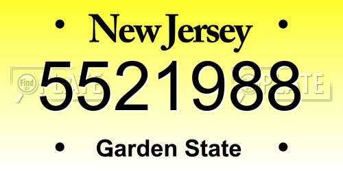 5521988 New Jersey License Plate