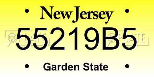 55219B5 New Jersey License Plate