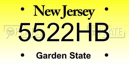 5522HB New Jersey License Plate