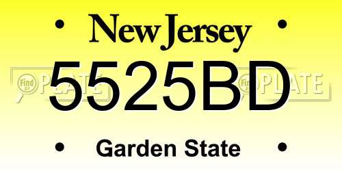 5525BD New Jersey License Plate