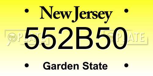 552B50 New Jersey License Plate