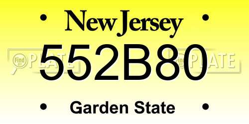 552B80 New Jersey License Plate