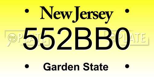 552BB0 New Jersey License Plate