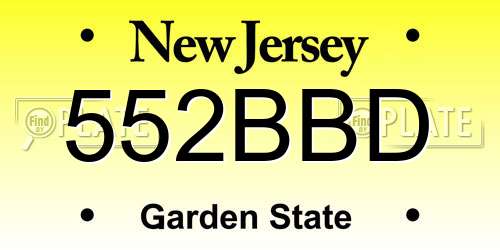 552BBD New Jersey License Plate
