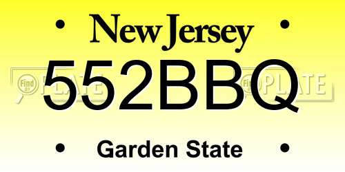552BBQ New Jersey License Plate