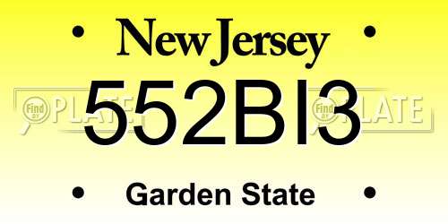 552BI3 New Jersey License Plate