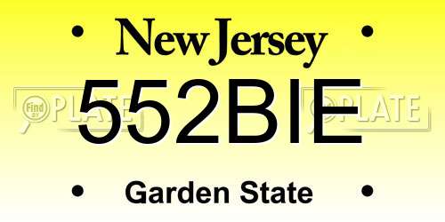 552BIE New Jersey License Plate