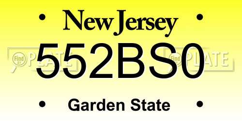 552BS0 New Jersey License Plate