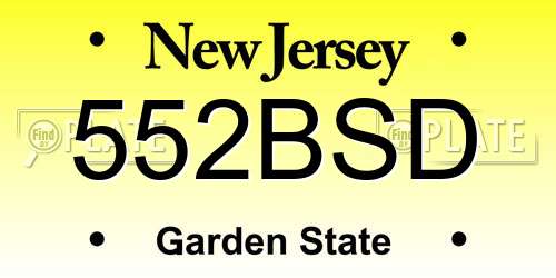 552BSD New Jersey License Plate