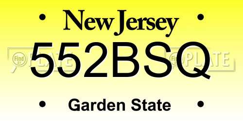 552BSQ New Jersey License Plate