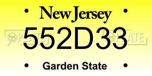 552D33 New Jersey License Plate