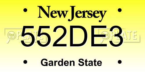 552DE3 New Jersey License Plate