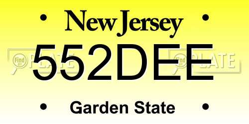 552DEE New Jersey License Plate