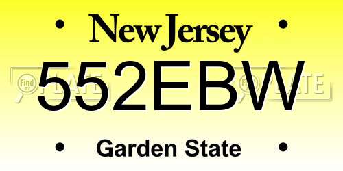 552EBW New Jersey License Plate