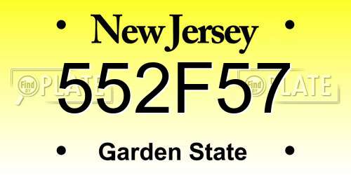 552F57 New Jersey License Plate