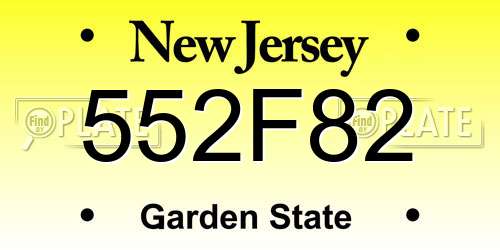 552F82 New Jersey License Plate
