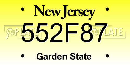 552F87 New Jersey License Plate