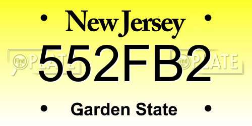 552FB2 New Jersey License Plate