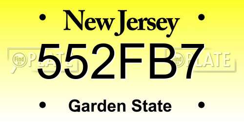 552FB7 New Jersey License Plate