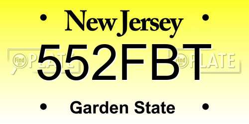 552FBT New Jersey License Plate