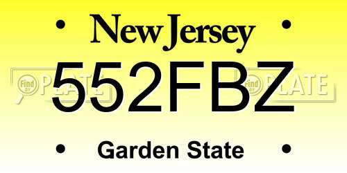 552FBZ New Jersey License Plate