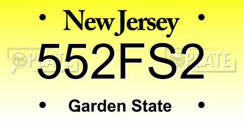 552FS2 New Jersey License Plate
