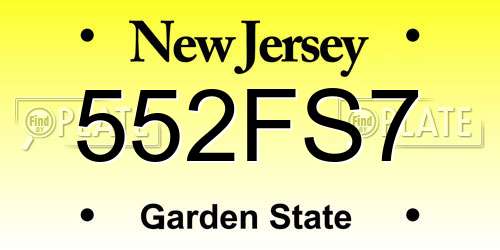 552FS7 New Jersey License Plate