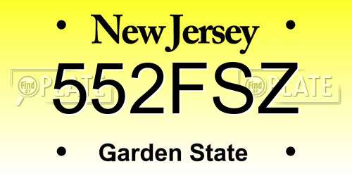 552FSZ New Jersey License Plate