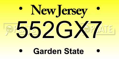 552GX7 New Jersey License Plate