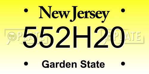 552H20 New Jersey License Plate