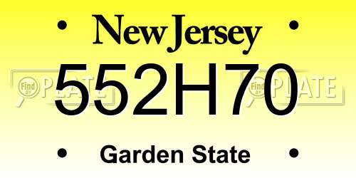 552H70 New Jersey License Plate