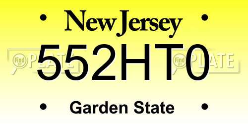 552HT0 New Jersey License Plate